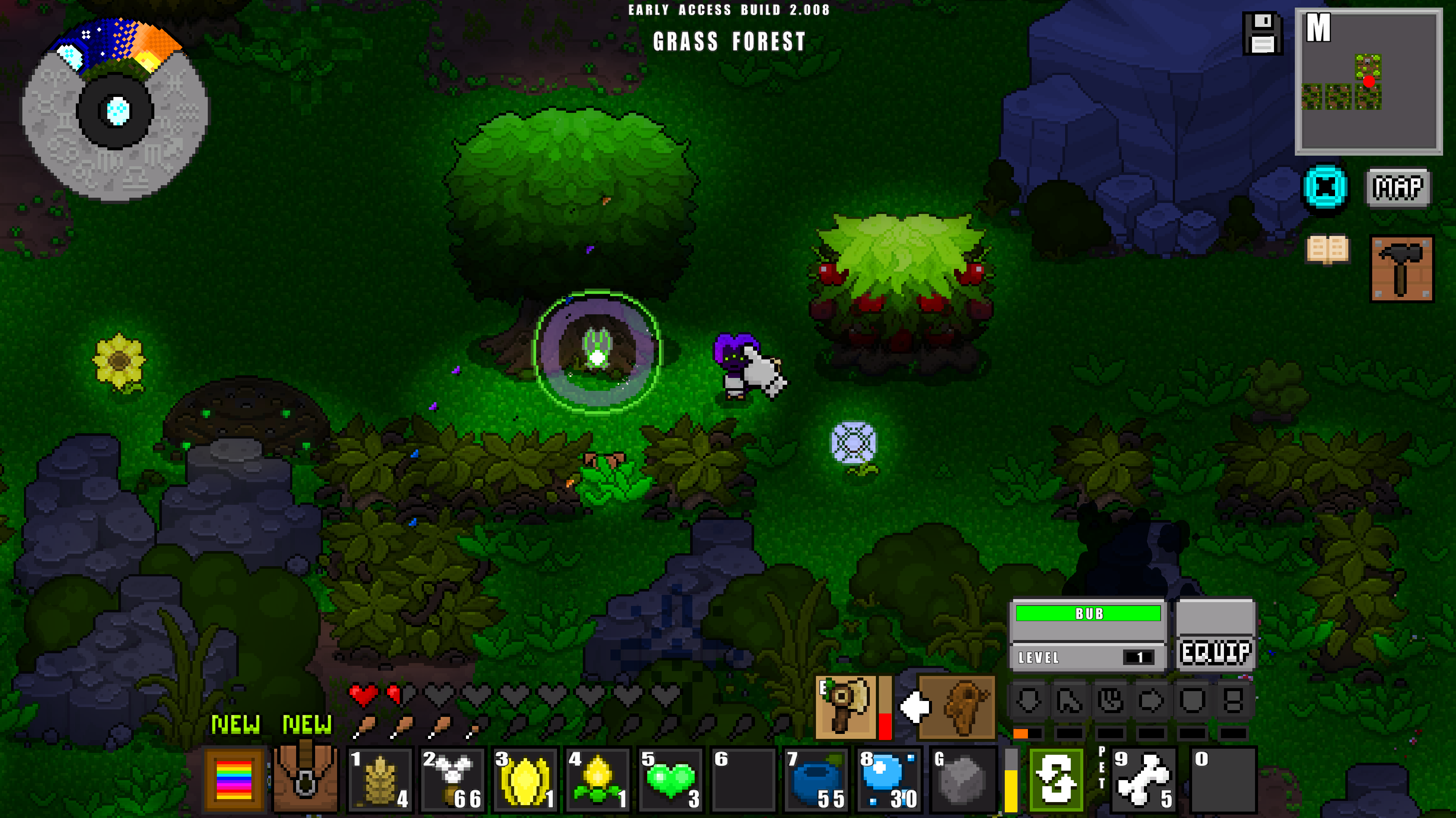 Adventure Craft player gathering resources in the Grass Forest
